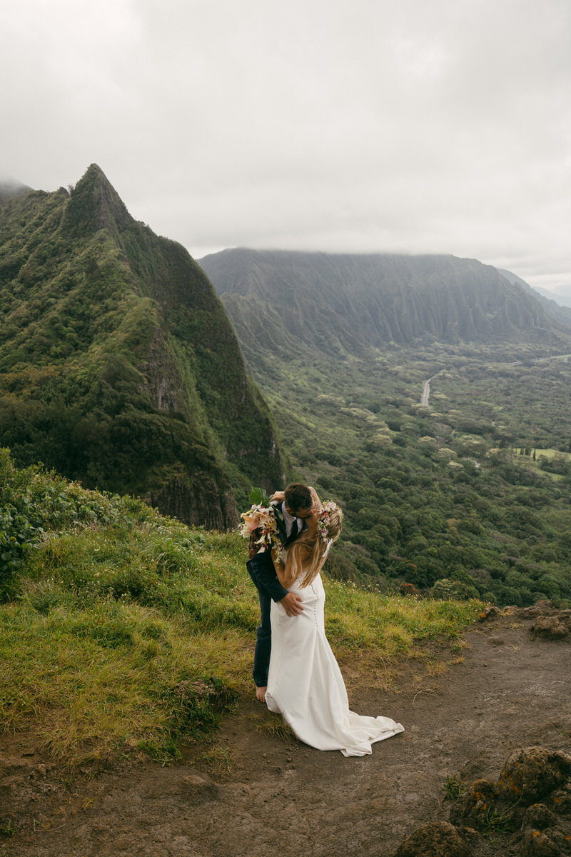 Pali notches serves as a gorgeous backdrop for your Oahu elopement.