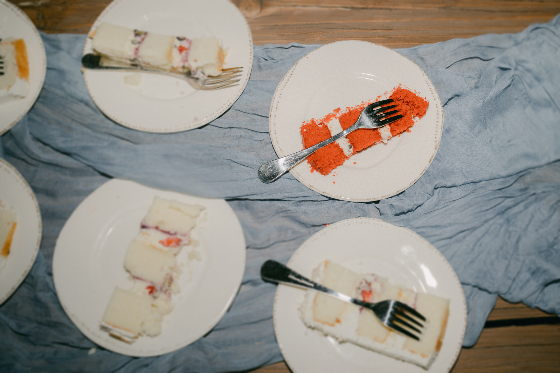 Red wedding cake at Serendipity Gardens wedding.