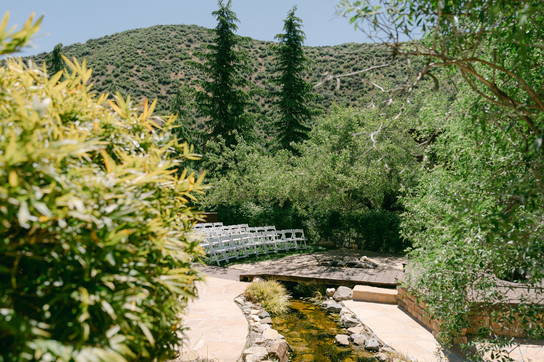 Ceremony setup at Serendipity Gardens wedding.