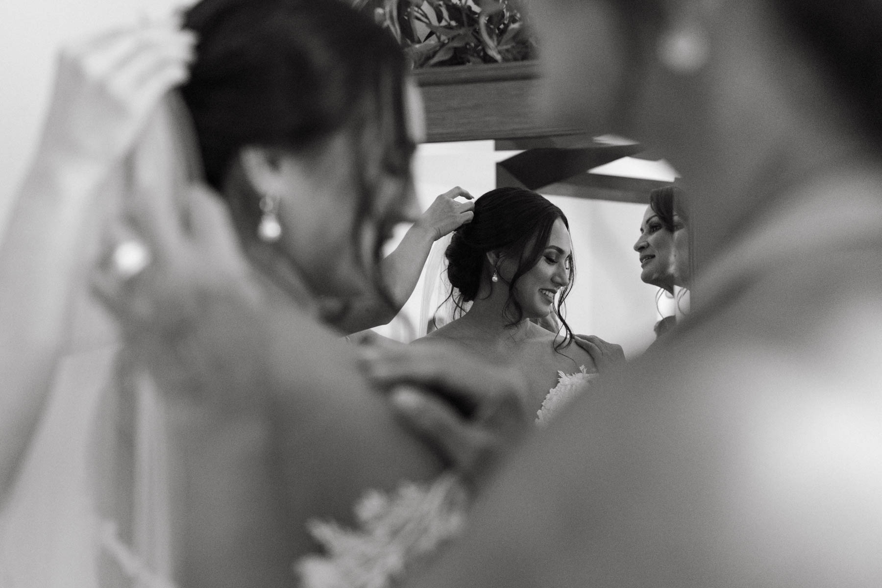 Bride during getting ready during her Kaimea Estates wedding.