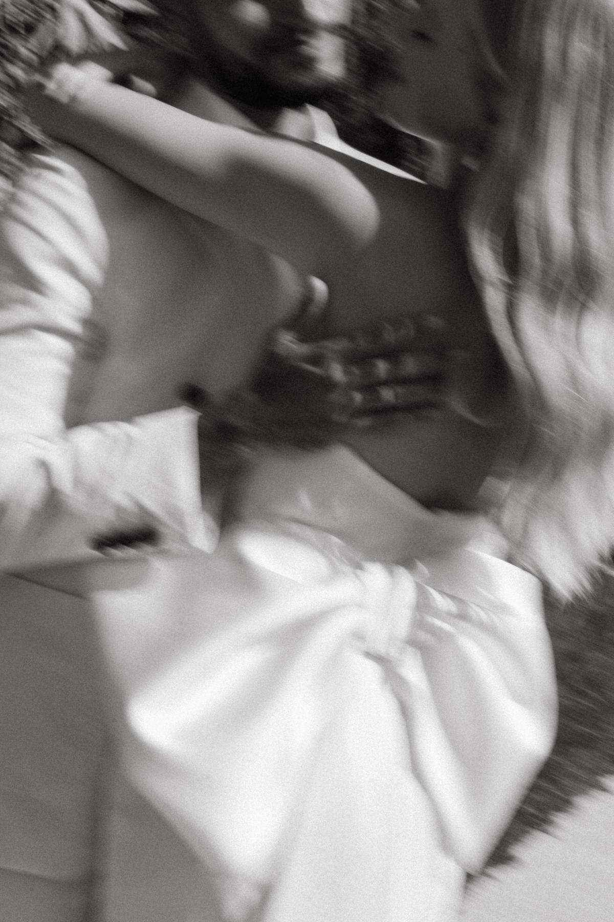 Black and white photo of newlyweds at a Mallorca wedding venue.