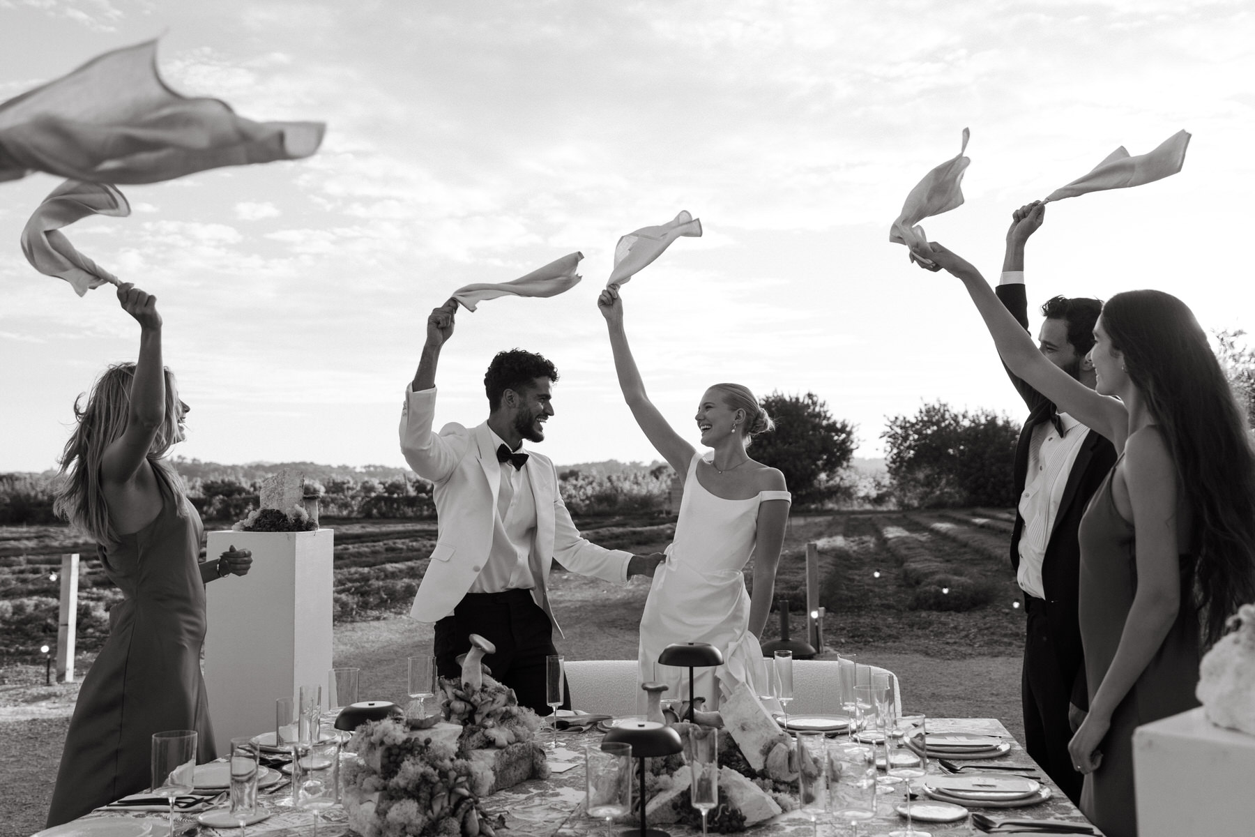 A couple celebrating their wedding weekend in Mallorca.