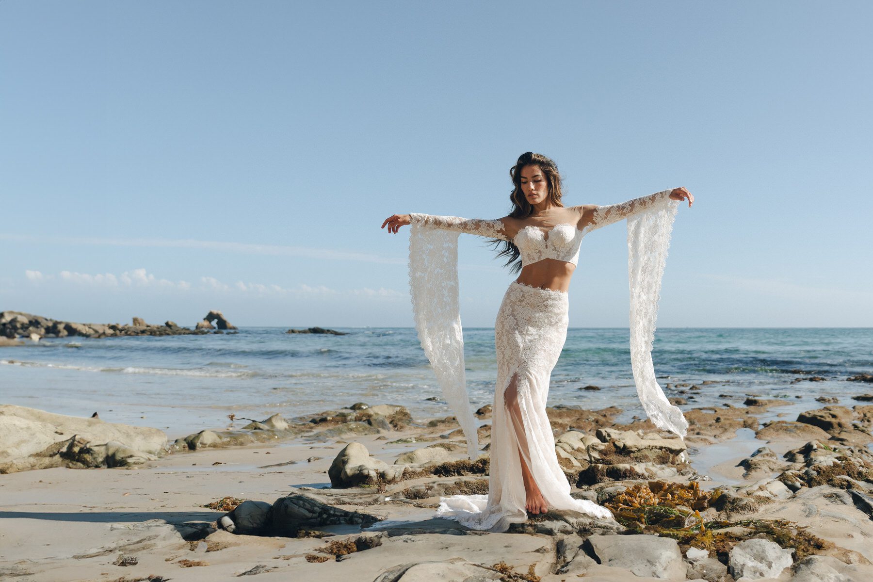 Intimate wedding portraits on a beach in Oahu