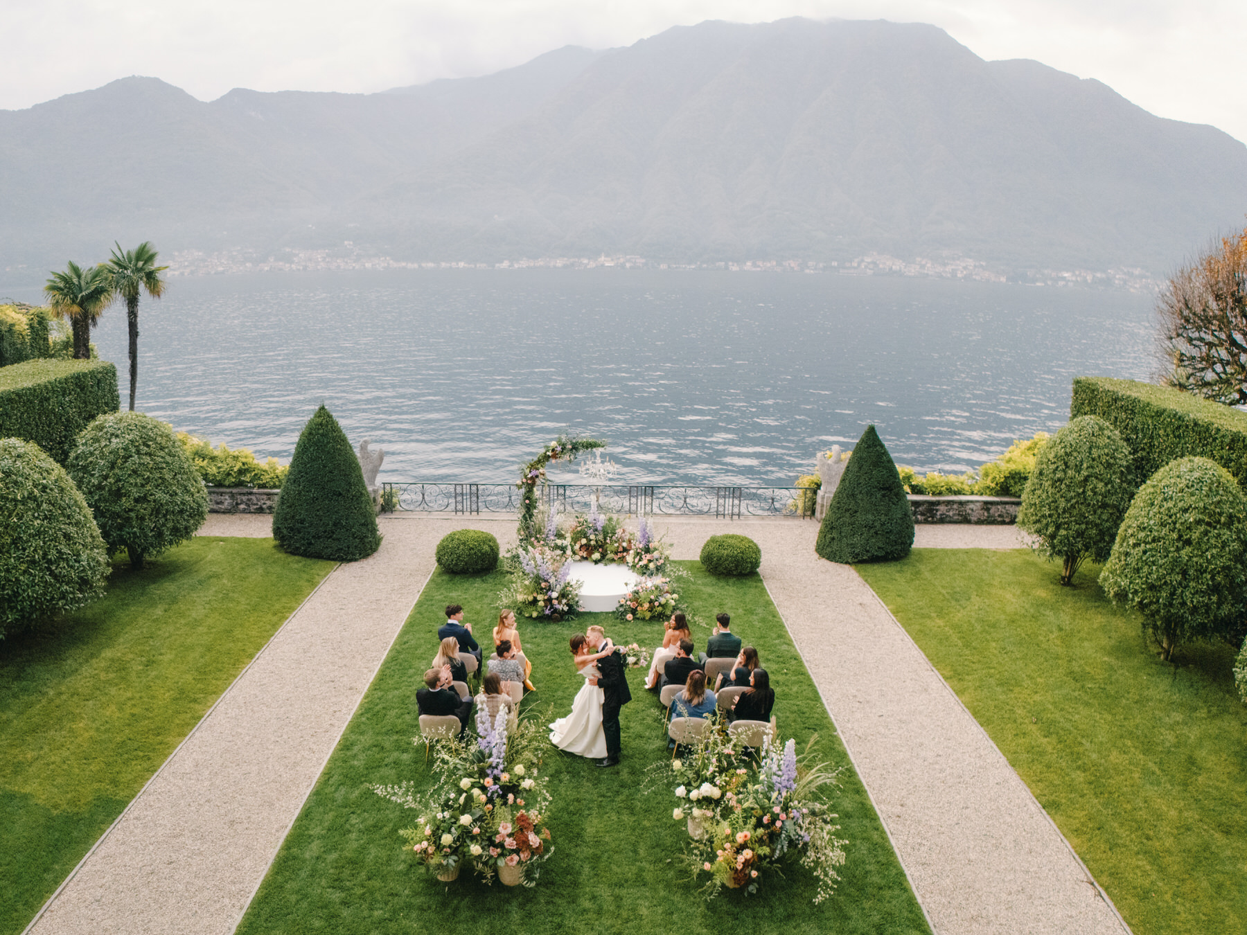 A wedding ceremony at the iconic Villa Balbiano in Lake Como.