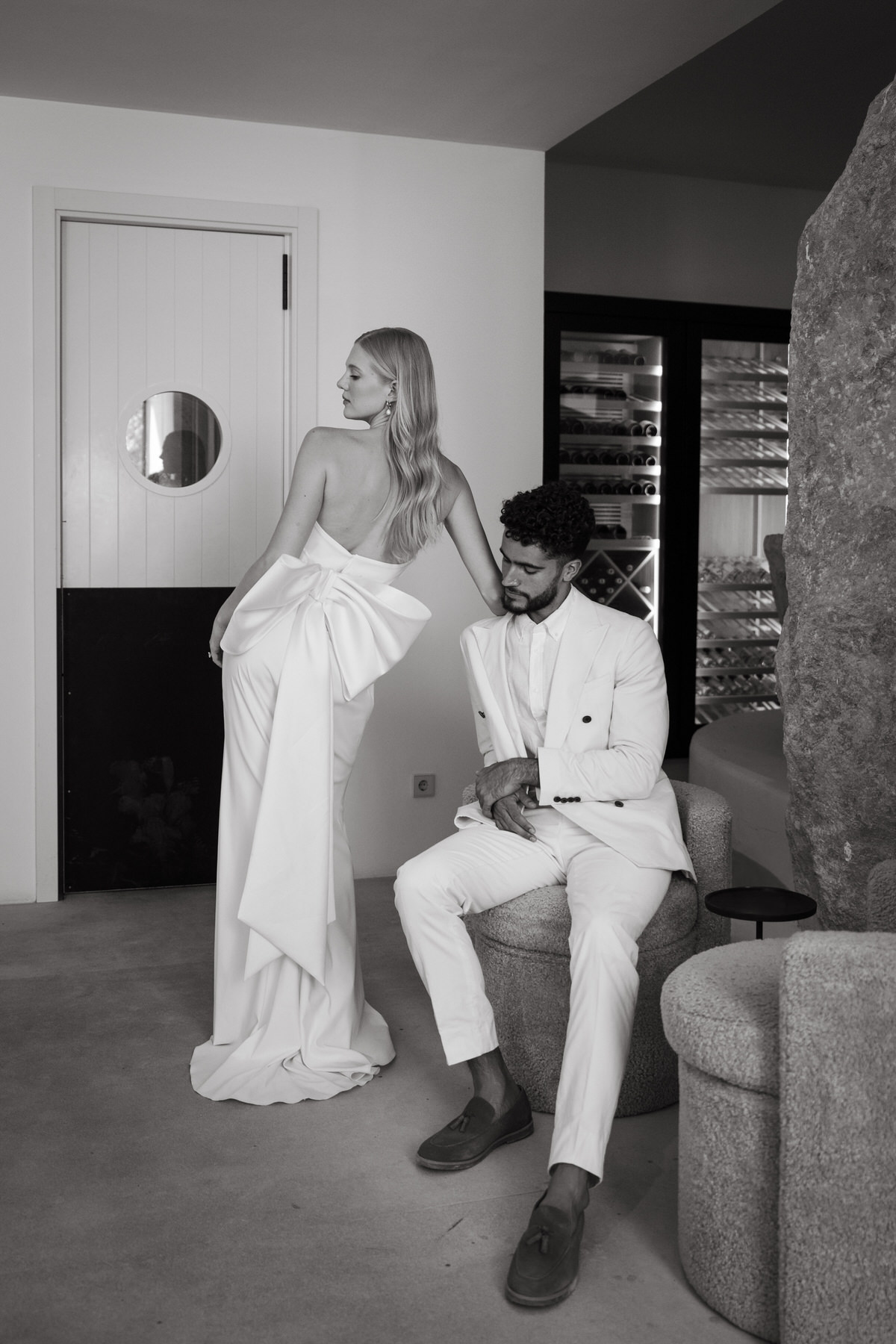 Bride and groom during wedding portraits at the Leahi room & Lanai by Deck in Honolulu.