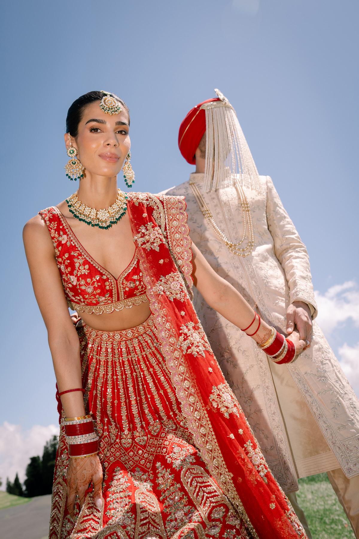 A bride and groom at their Sikh wedding in Hawaii.